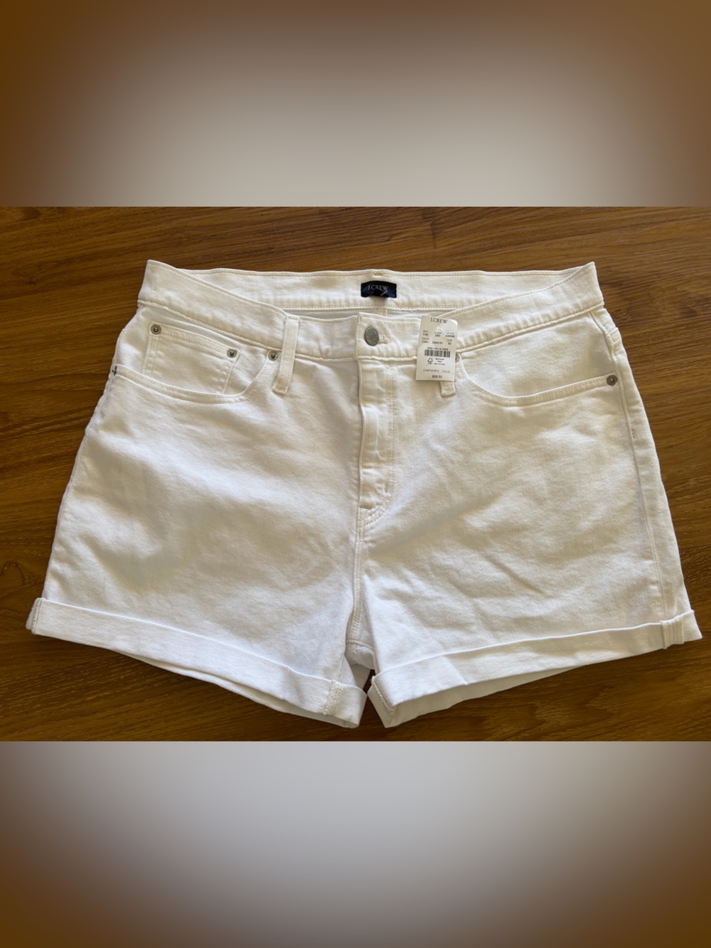 NWT J. Crew White Denim Cuffed Women's Shorts Size 12